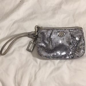 Authentic silver Coach wristlet